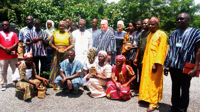 Mr Jackson (middle) and Mr Abubakari Abdallah (3rd left), with some members of the Community Resource Management Area from the three beneficiary regions after the launching ceremony. Pictures: Samuel Duodu